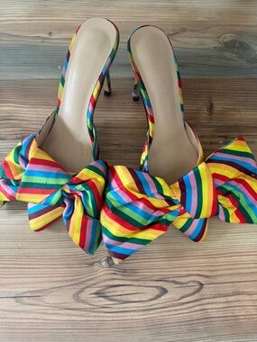 Rainbow Striped Bow Mule - Multicolor Women’s Slide By Pink Elephant